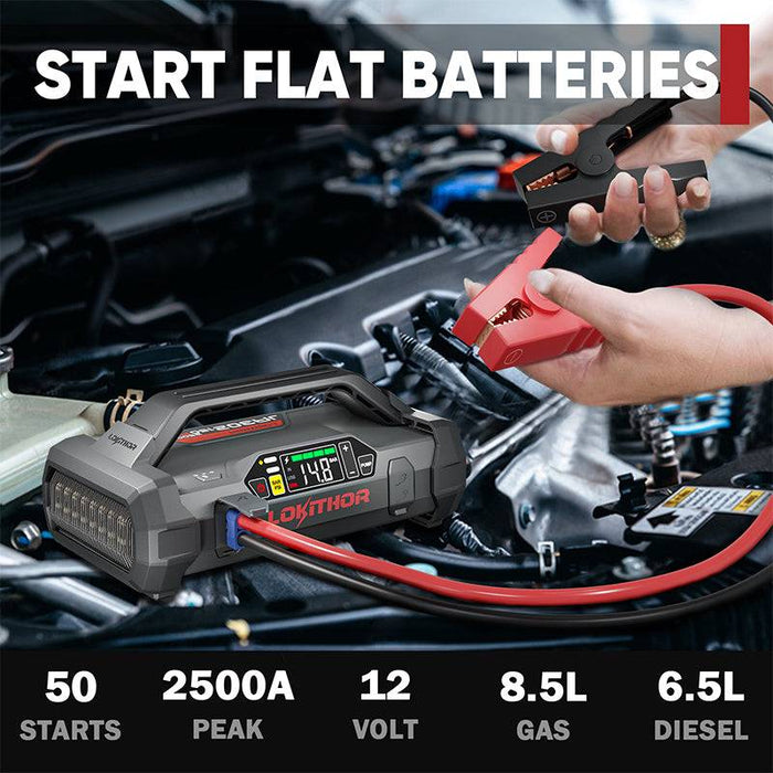 Dark Gray LOKITHOR JA302 Jump Starter with Air Compressor 2500Amp Vehicle Jump Starters