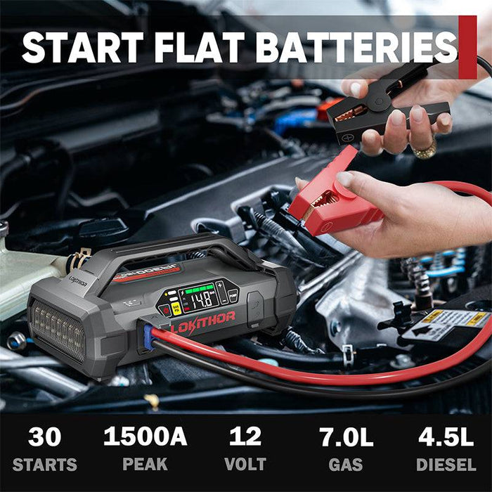 Dark Gray LOKITHOR JA300 Jump Starter with Air Compressor 1500Amp Vehicle Jump Starters