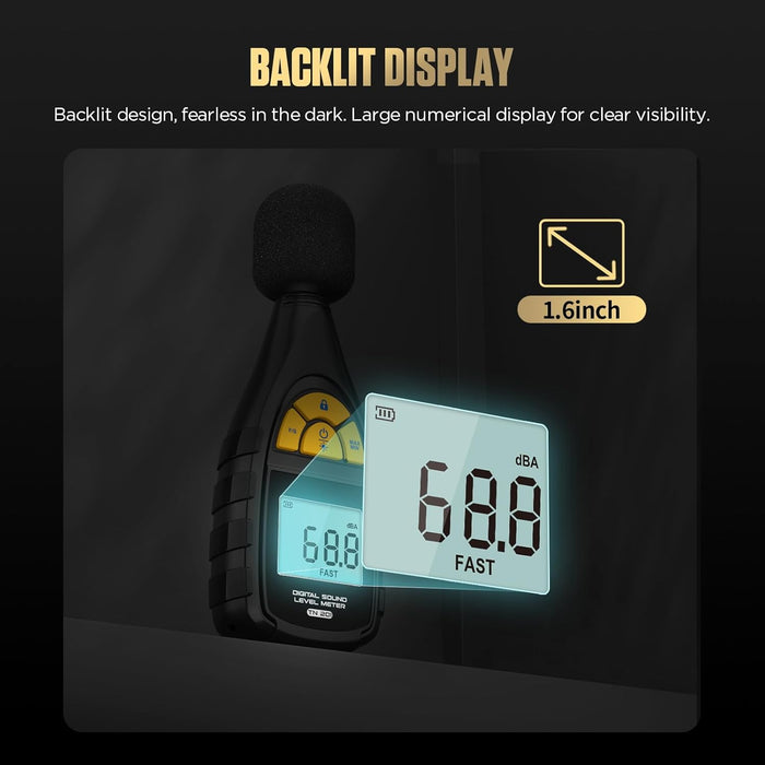 Black AUTOOL Digital Sound Level Meter Audio Noise Tester 30-130DB Decibel Meter LCD Display Sound Level meter