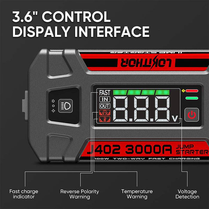 Dark Slate Gray LOKITHOR J402 Jump Starter 100W Two-way Fast Charging 3000Amp Vehicle Jump Starters