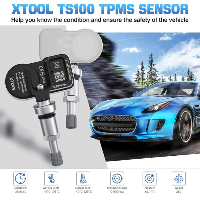 Light Gray XTOOL TS100 Programmable Universal Tire Pressure Sensor TPMS Sensor