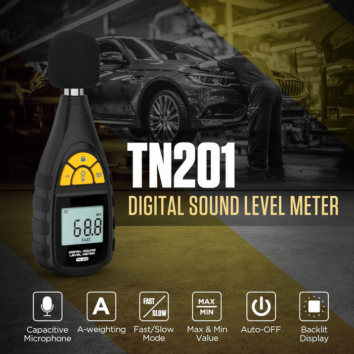 Dark Slate Gray AUTOOL Digital Sound Level Meter Audio Noise Tester 30-130DB Decibel Meter LCD Display Sound Level meter