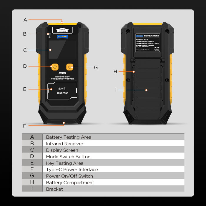 Light Gray AUTOOL RE110 Car Key Frequency Tester key coding