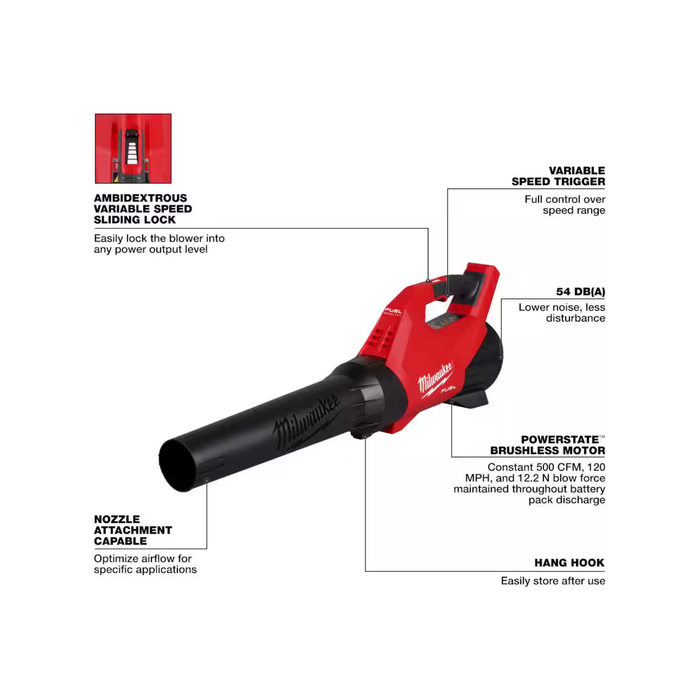 Black Miwwaukee M18 FUEL 120 MPH 500 CFM 18V Handheld Blower (Tool-Only) Leaf Blowers