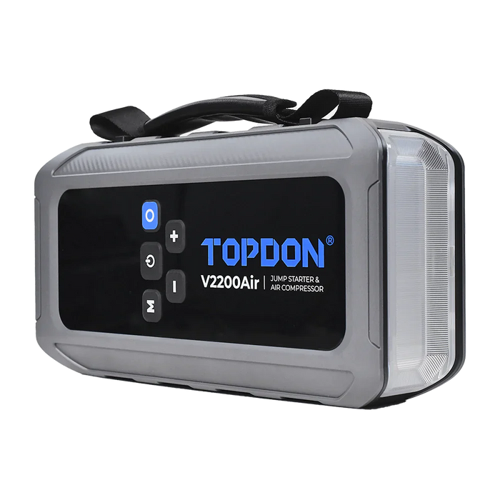 Black Topdon V2200AIR 2200A Vehicle Jump Stater, Tyre Inflater, Power Bank Vehicle Jump Starters