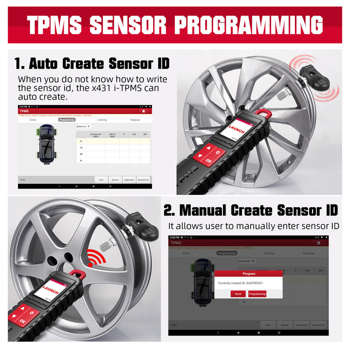 Dark Slate Gray LAUNCH X431 TSGUN i-TPMS Handheld Car Tire Pressure Monitoring Tool TPMS Tool