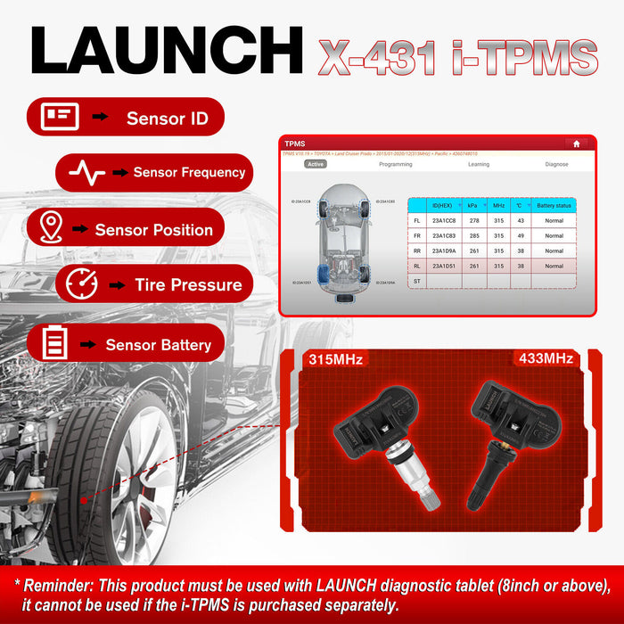 Firebrick LAUNCH X431 TSGUN i-TPMS Handheld Car Tire Pressure Monitoring Tool TPMS Tool