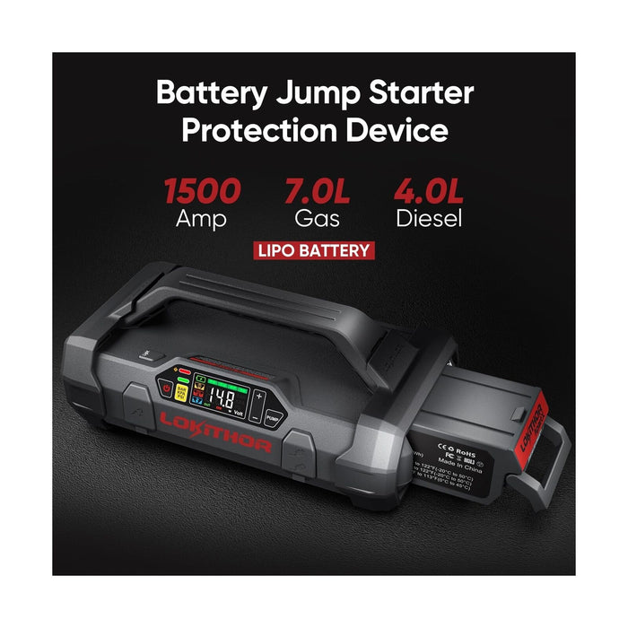 Black Lokithor ApartX Multi-Functional Vehicle Emergency Device, Car Jump Starter Vehicle Jump Starters