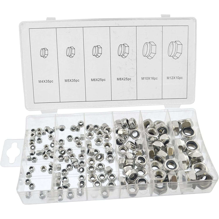 Light Gray DTNZ 146pc Self Locking Screw Nut Assortment, Nyloc Nuts Nyloc Nuts