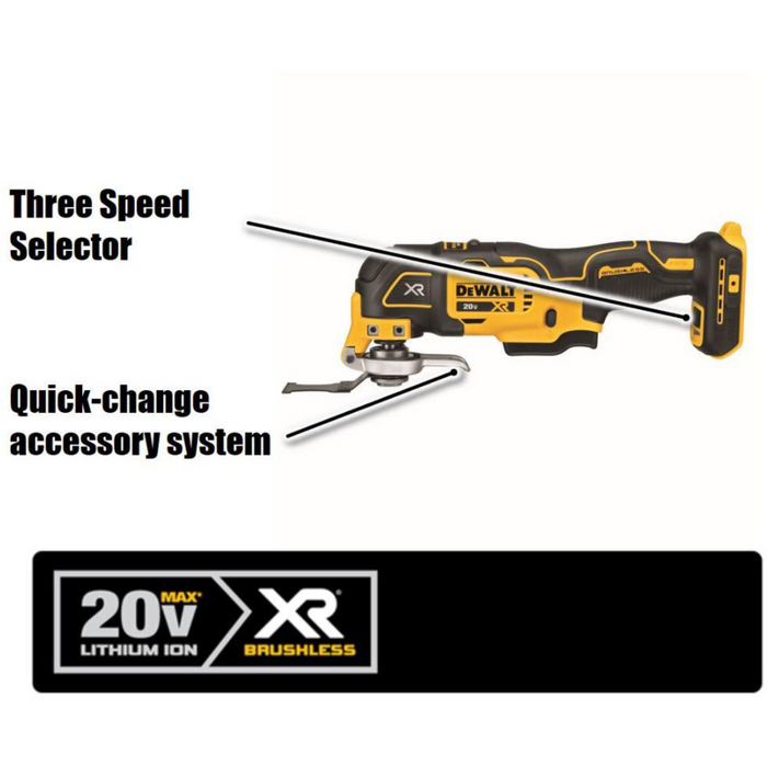 Black DeWalt Brushless Multi Tool DCS356 3 Speed 18V / 20V LI-ION Multi Tools