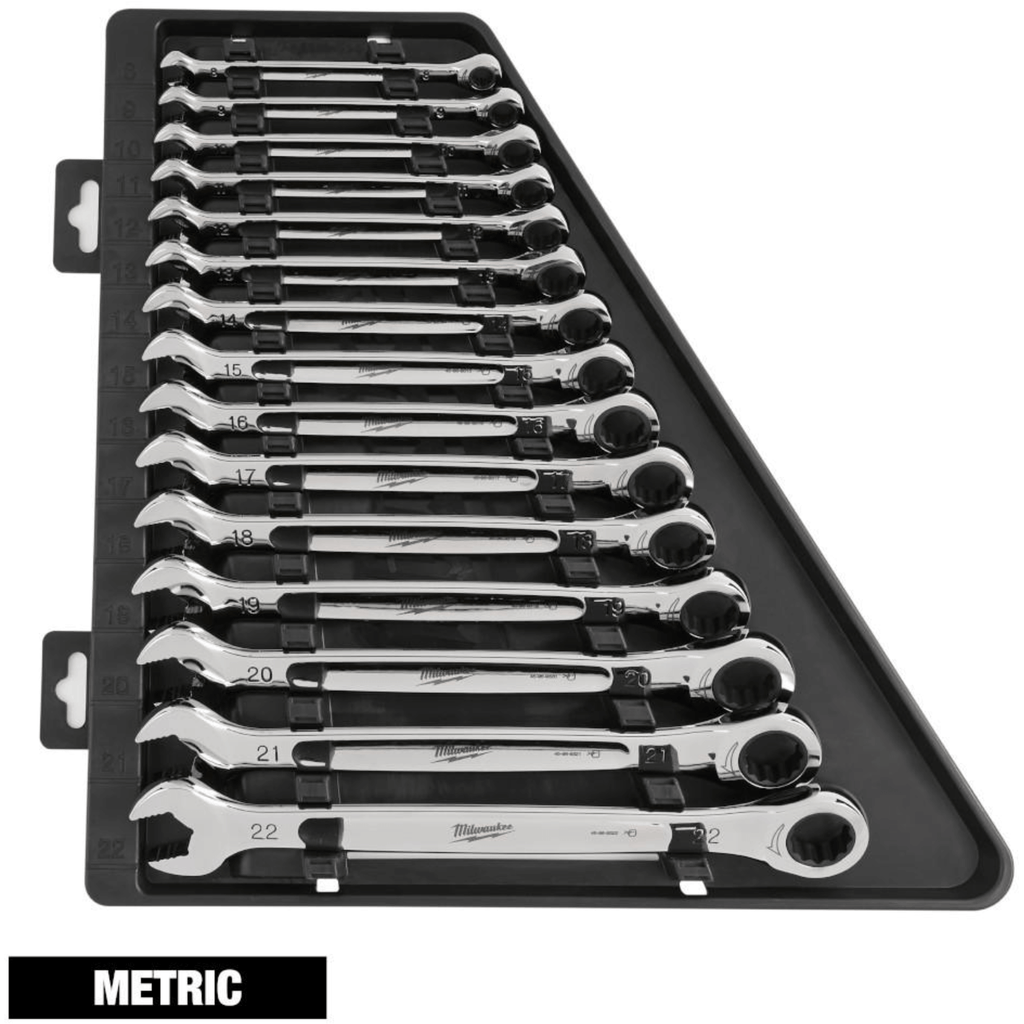 Milwaukee Metric Combination Ratcheting Spanners Mechanics Tool Set (1