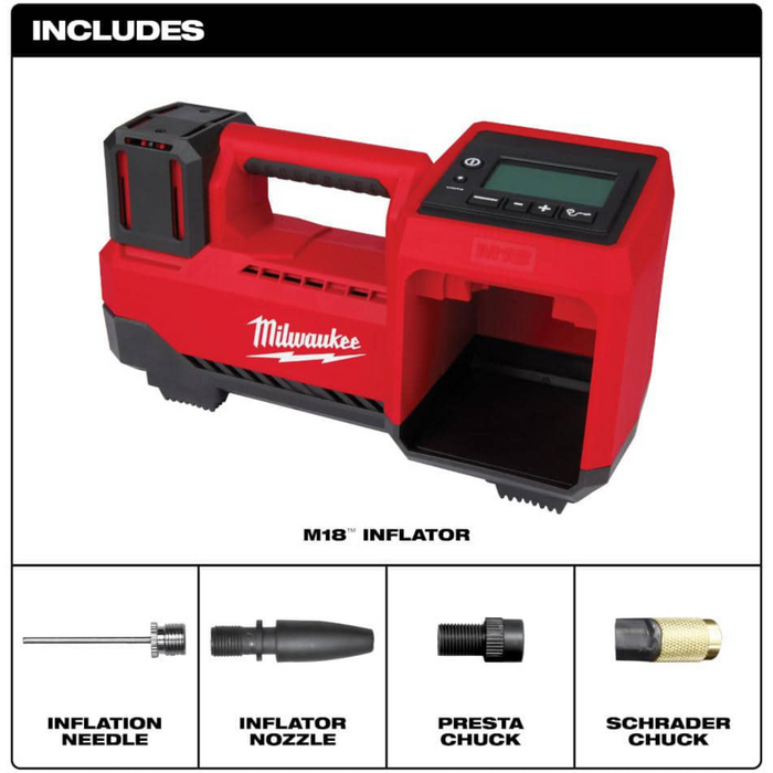 Tomato Milwaukee M18 18-Volt Lithium-Ion Cordless Inflator (Tool-Only) Inflator